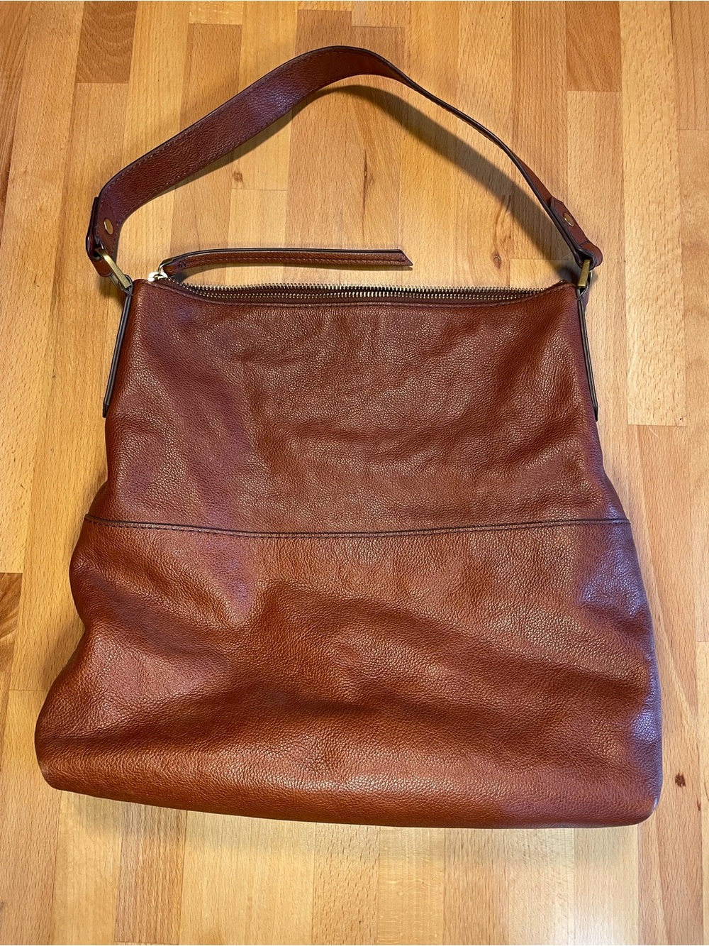 Fossil Chestnut Brown Leather Shoulder Bag with Tassel Zip - Picture 3 of 11